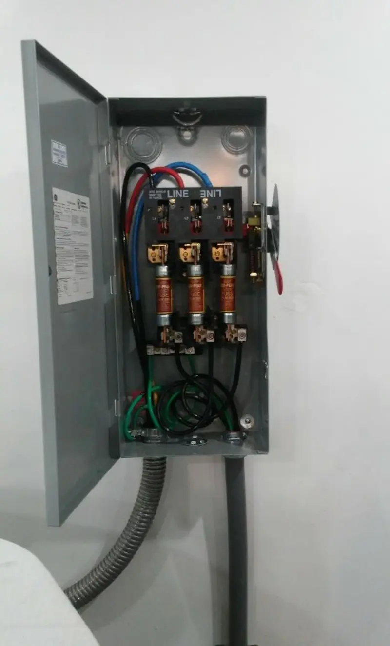 Three-phase disconnect switch installed for Electrical Wiring & Rewiring in Wilson's Mills